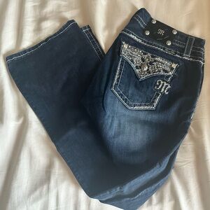 Miss Me Blue Flare Jeans with Embellished Back